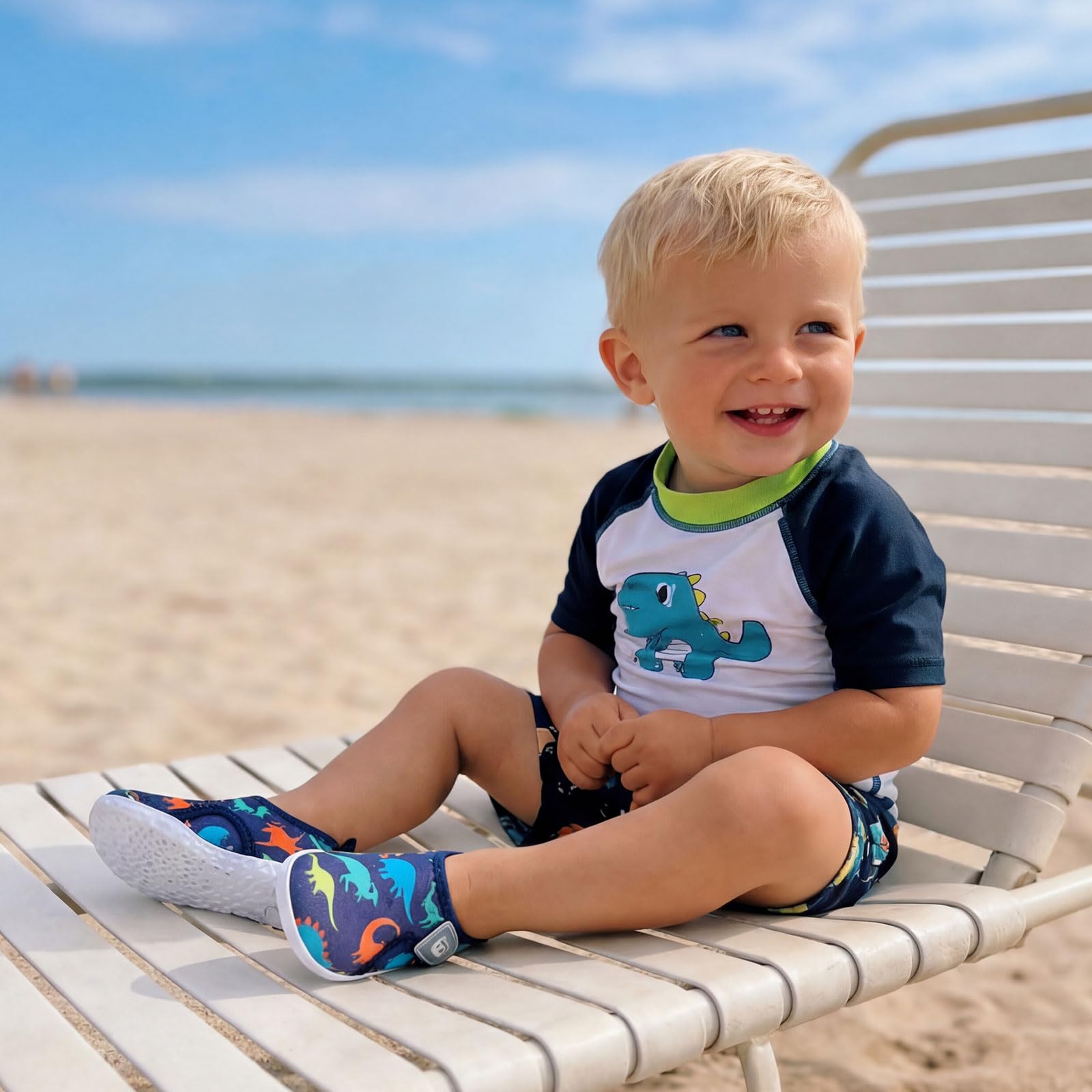JOINFREE Water Shoes for Kids Boy Girl Water Sneakers Quick Dry Sports Aqua Athletic Sneakers Dark Dinosaur 0-6 Months