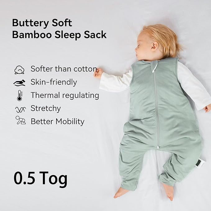 BubblePanda Rayon Made from Bamboo Toddler Sleep Sack with Feet 24-36 Months 0.5 Tog Ultra Soft Toddler Sleeping Sack 2t-3t Baby Sleep Bag Walker Wearable Blanket with Legs 2-Way Zipper Lightweight