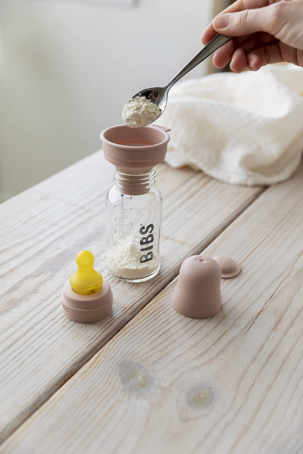 BIBS Baby Glass Bottle Complete Set 110 ml | BPA Free Natural Rubber | Made in Denmark | Sage