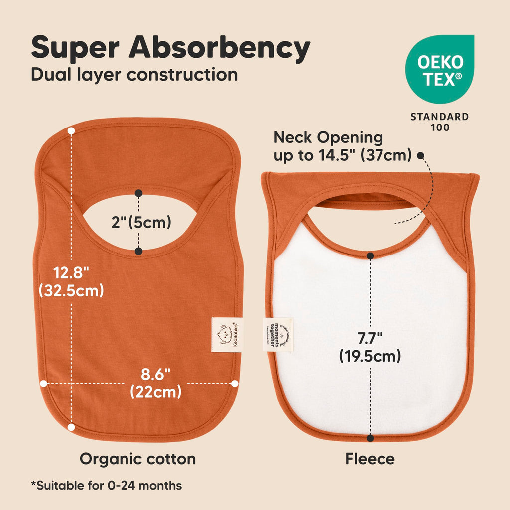 KeaBabies 8-Pack Bibs for Baby Girls, Boys Pullover Baby Bibs 6-36M (Brick)