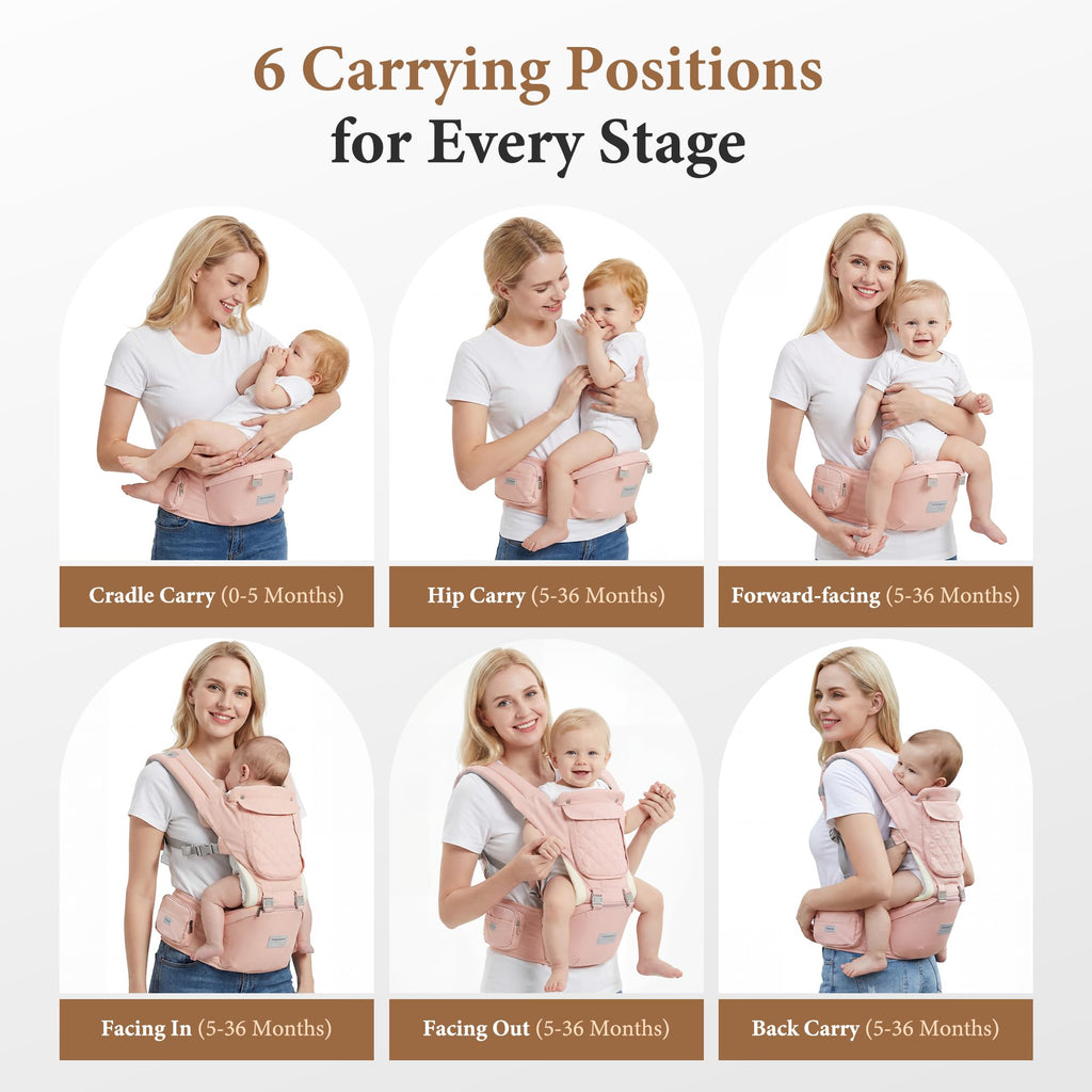 Baby Carrier Newborn to Toddler, 6-in-1 Baby Carrier