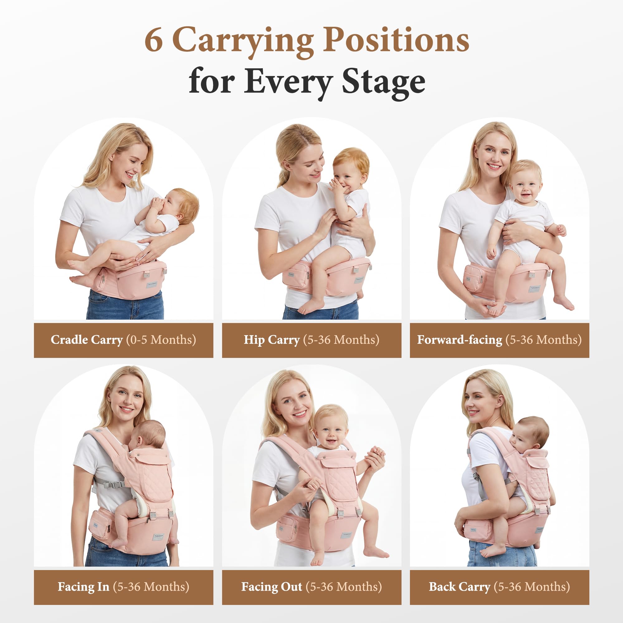 Baby Carrier Newborn to Toddler, 6-in-1 Baby Carrier
