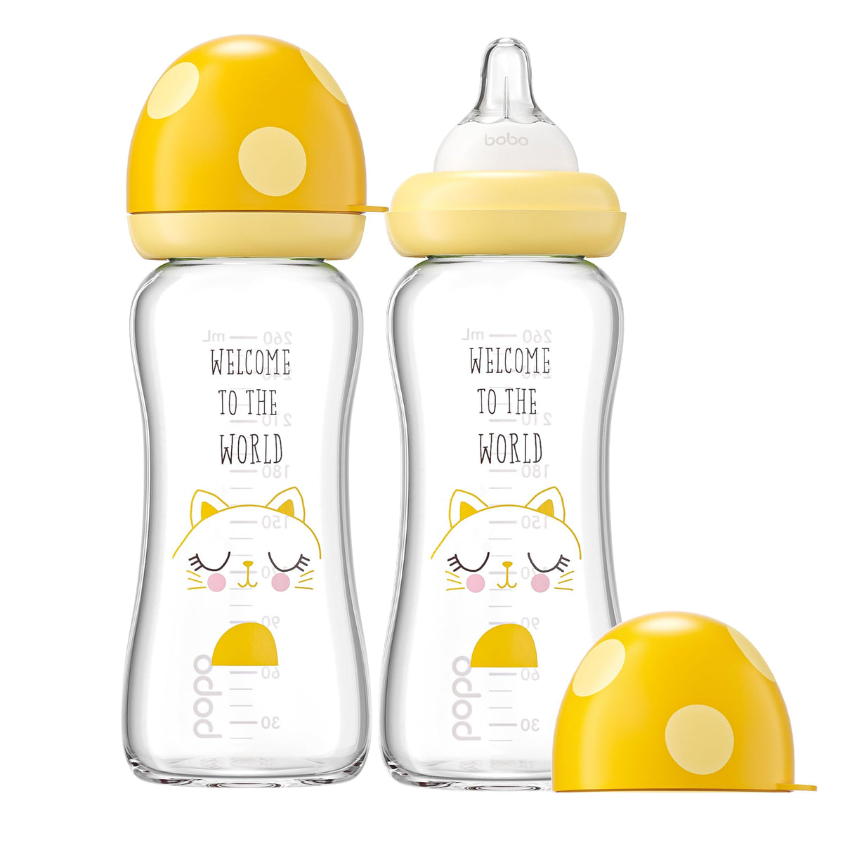 YOHKOH Natural Glass Baby Bottles, 8.8oz Red-A 4‑Pack