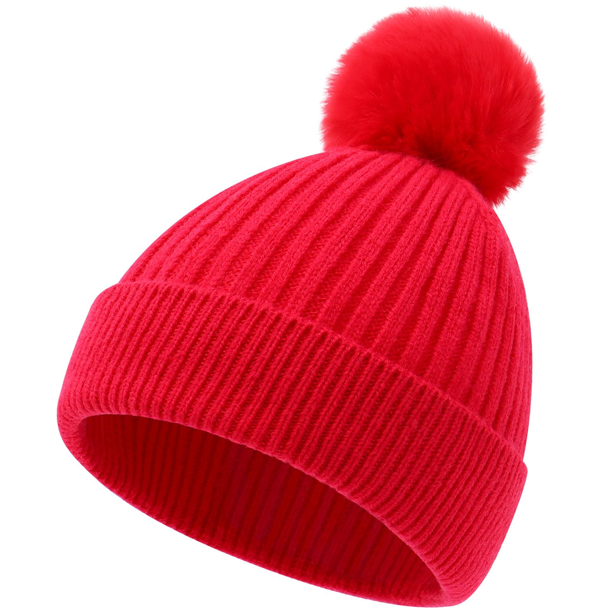 FUOITA Toddler Kids Girls Winter Hat Cute & Warm Pom Pom Beanie 3M-8T