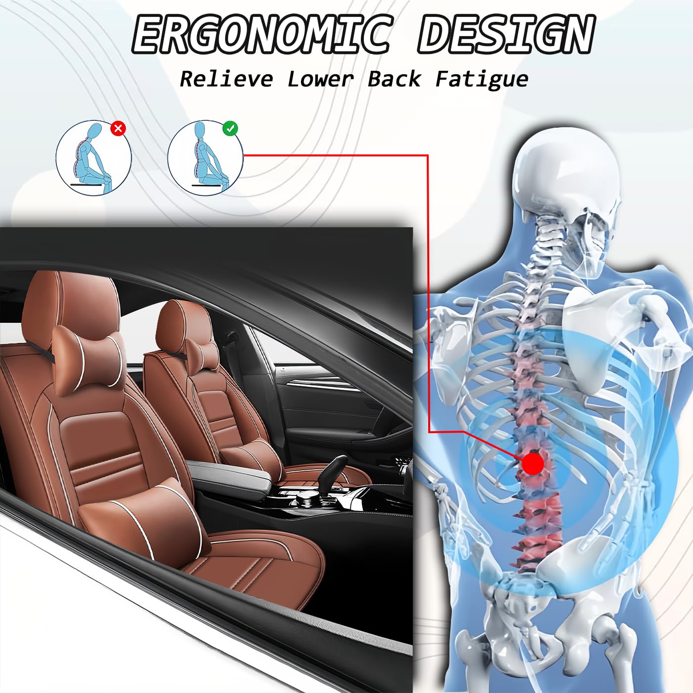 PACKMACH Car Seat Covers for Honda Accord 2003-2025 | 5-Seats Seat Covers, Waterproof Seat Protectors, Automotive Seat Covers (Full Set with Pillow,Coffee)