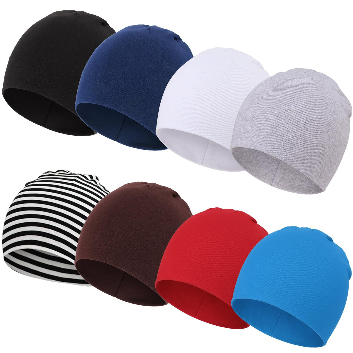 DRESHOW BQUBO 8 Pack Baby Newborn Hats Infant Toddler Kid Hats Soft Nursery Beanie Unisex Beanie Hat for Boys Girls 0-6 Years