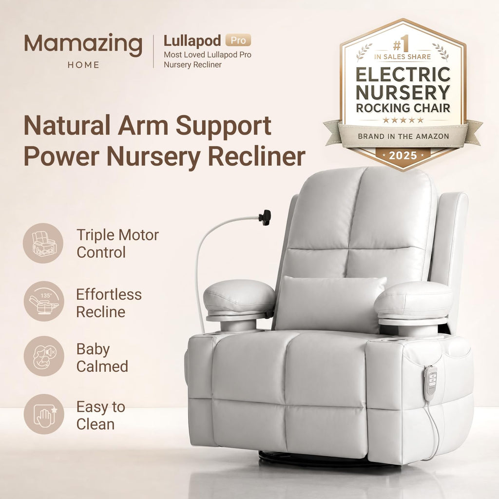 MAMAZING Lullapod Power Nursery Rocking Chair with HugAssist Armrest