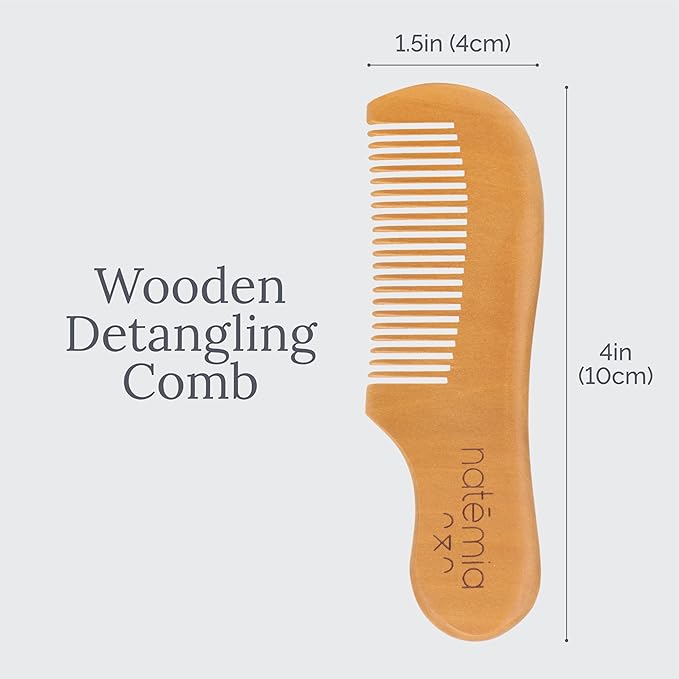 Natemia Wooden Baby Hair Brush | Natural Soft Bristles for Newborns & Toddlers | Gentle Cradle Cap Care | Ideal Baby Registry Gift
