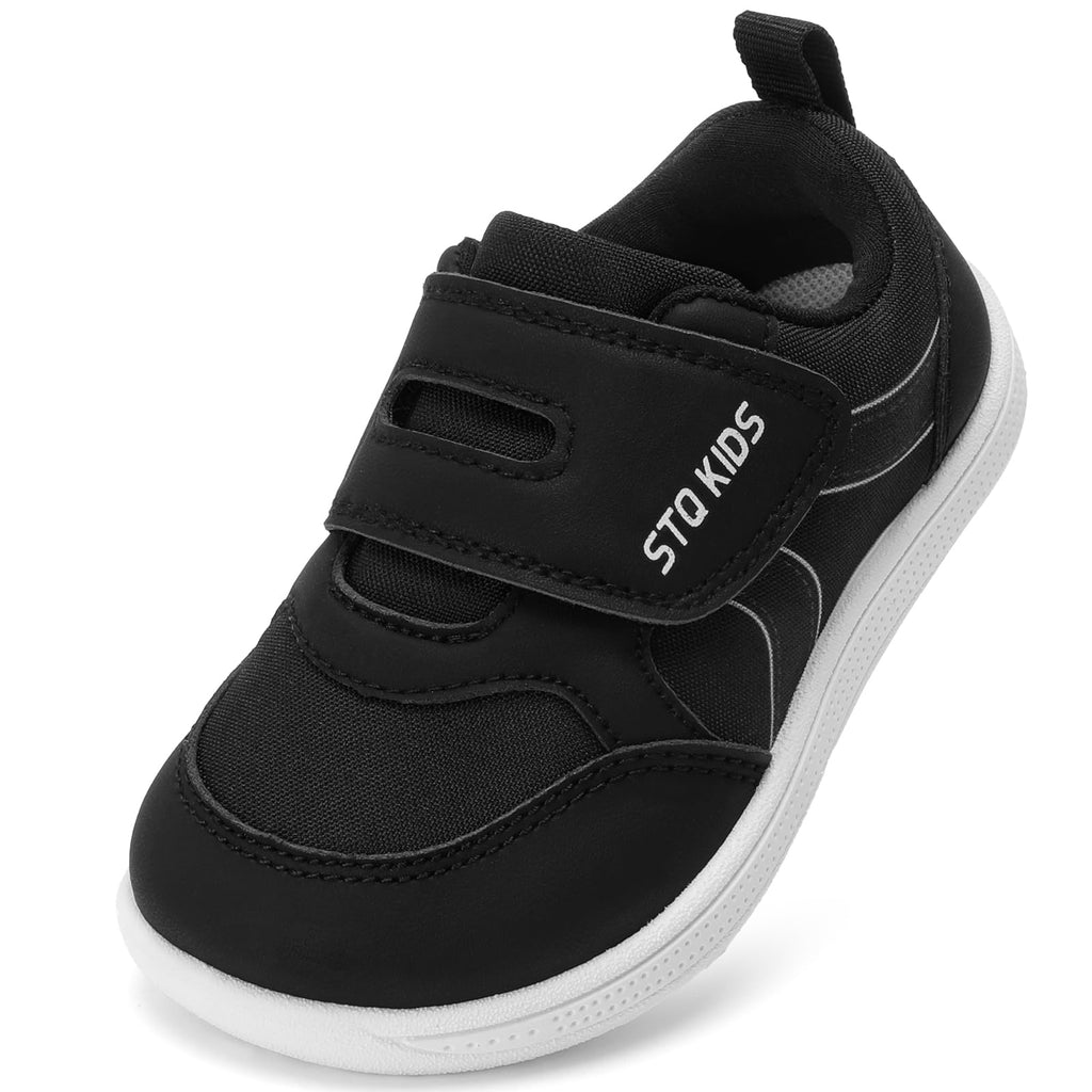 Toddler Boys Shoes Wide Toe Box Barefoot Sneakers Black White Size T9