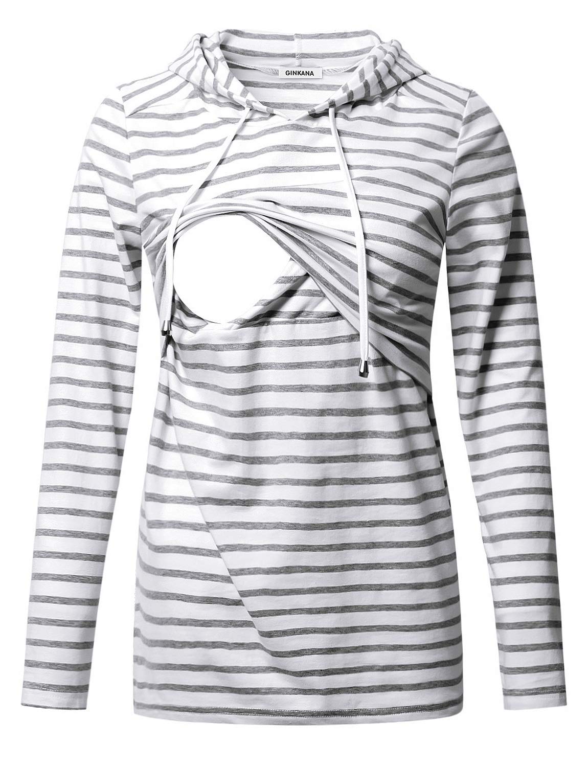 GINKANA Women's Nursing Hoodie Sweatshirt Long Sleeves Breastfeeding Maternity Tops Casual Clothes,M