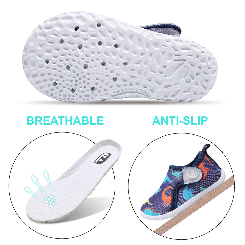 JOINFREE Water Shoes for Kids Boy Girl Water Sneakers Quick Dry Sports Aqua Athletic Sneakers Dark Dinosaur 0-6 Months