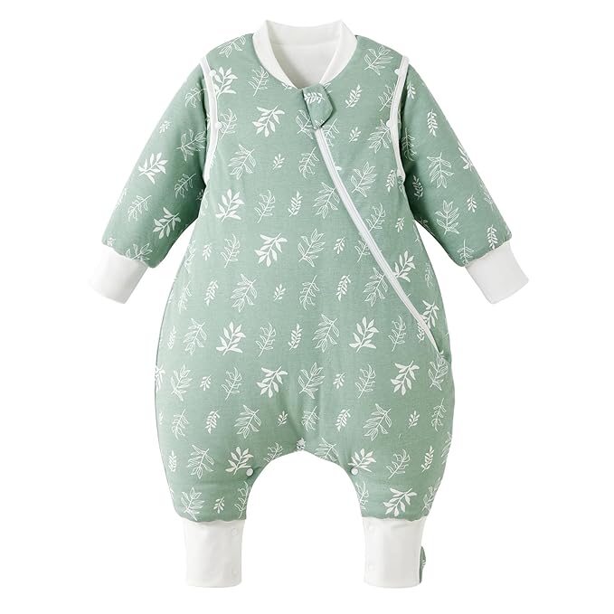 Duomiaomiao 3.5 TOG Toddler Sleep Sack 2-3T 100% Cotton Winter Side Open Zipper Baby Sleep Sack with Feet, Warm Toddler Wearable Blanket