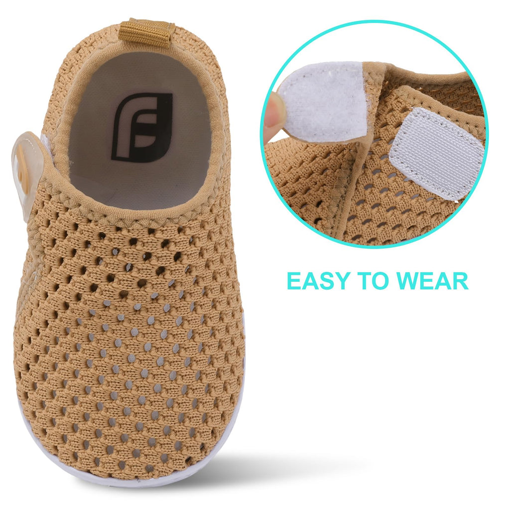 Baby Boys Girls Water Sports Shoes Barefoot Kids Aqua Sneakers Beach Sandals Swim Shoes Mesh Brown 12-18 Months Infant