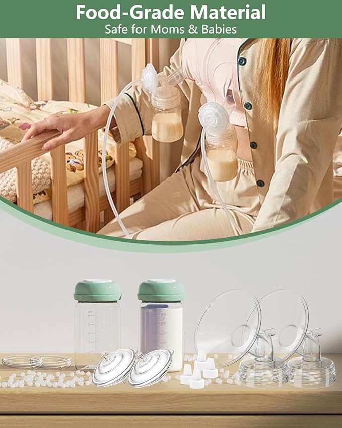Breast Pump Parts Compatible with Spectra S1/S2/9 Plus/Synergy Gold, Full Set Replacement Parts for Spectra Include 29mm Flange, Duckbill Valve, Backflow Protector, Tubing, Bottle, Not Original Parts