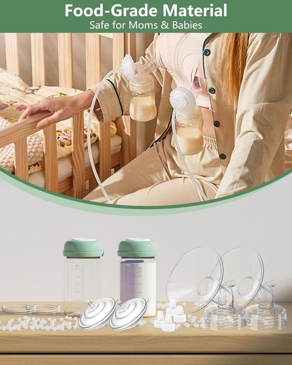 Breast Pump Parts Compatible with Spectra S1/S2/9 Plus/Synergy Gold, Full Set Replacement Parts for Spectra Include 26mm Flange, Duckbill Valve, Backflow Protector, Tubing, Bottle, Not Original Parts