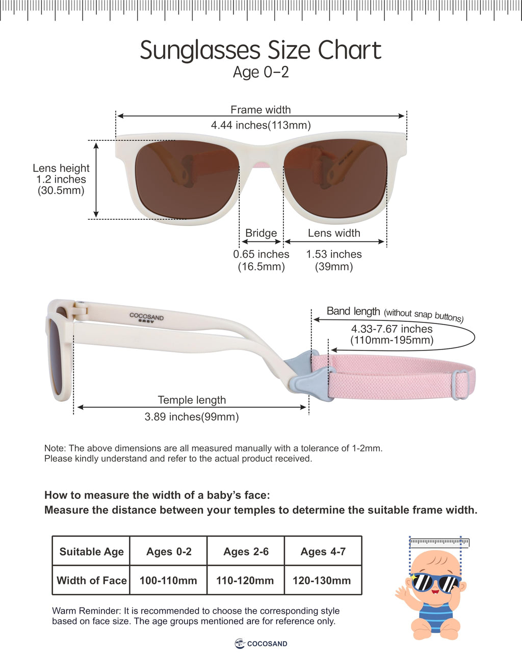 COCOSAND Flexible Polarized Baby Sunglasses with Strap