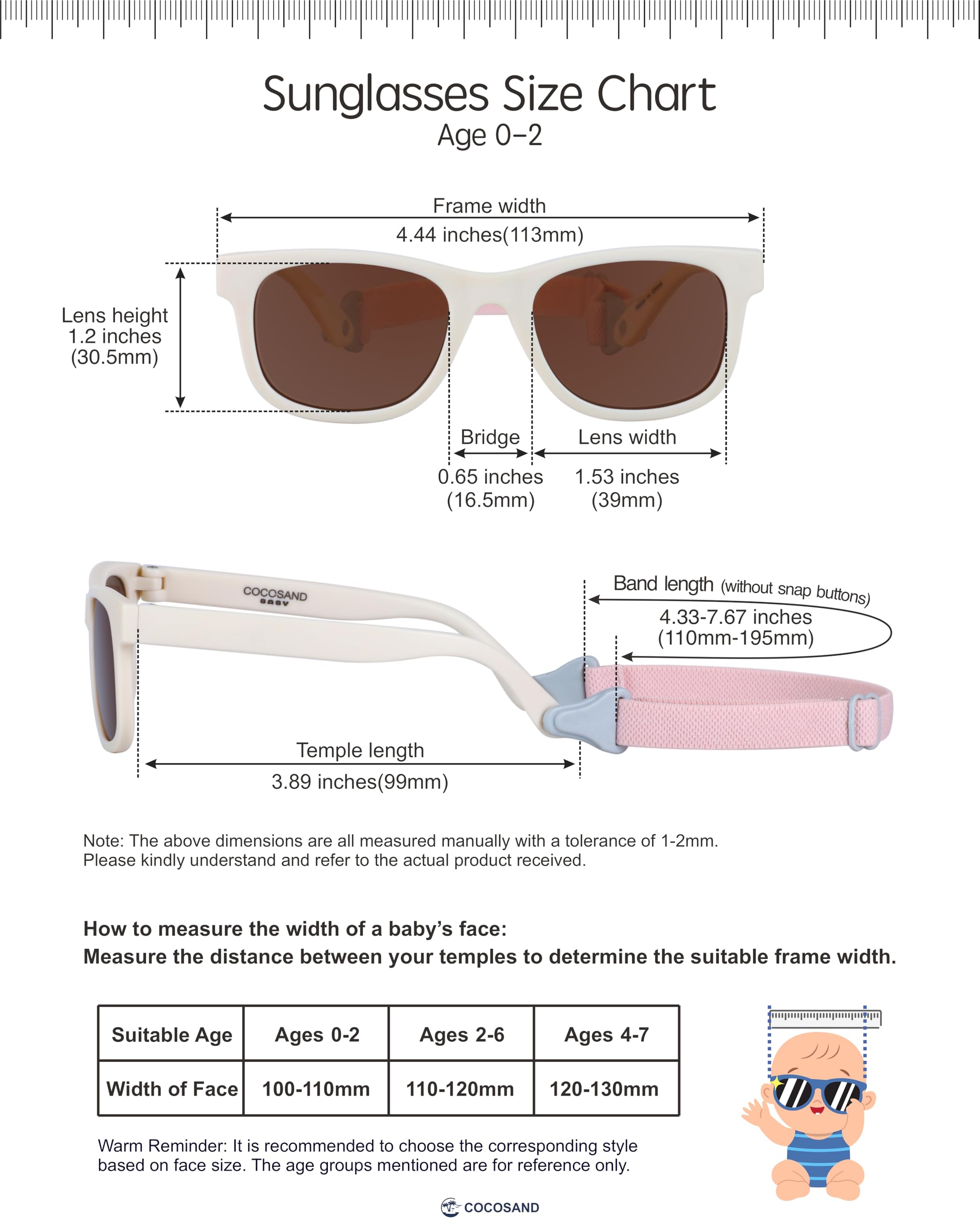 COCOSAND Flexible Polarized Baby Sunglasses with Strap
