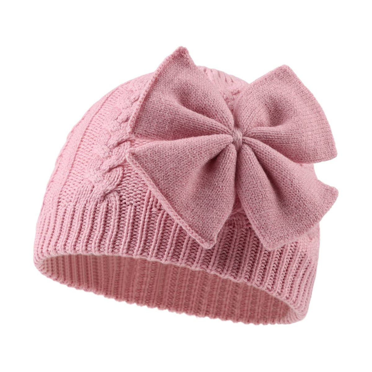 JANGANNSA Winter Warm Knitted Baby Hat for Girls Cotton Lined Infant Toddler Hat Autumn Cute Bow Classic Girls Beanie 0-6Y (Black+Gray+Caramel,S)