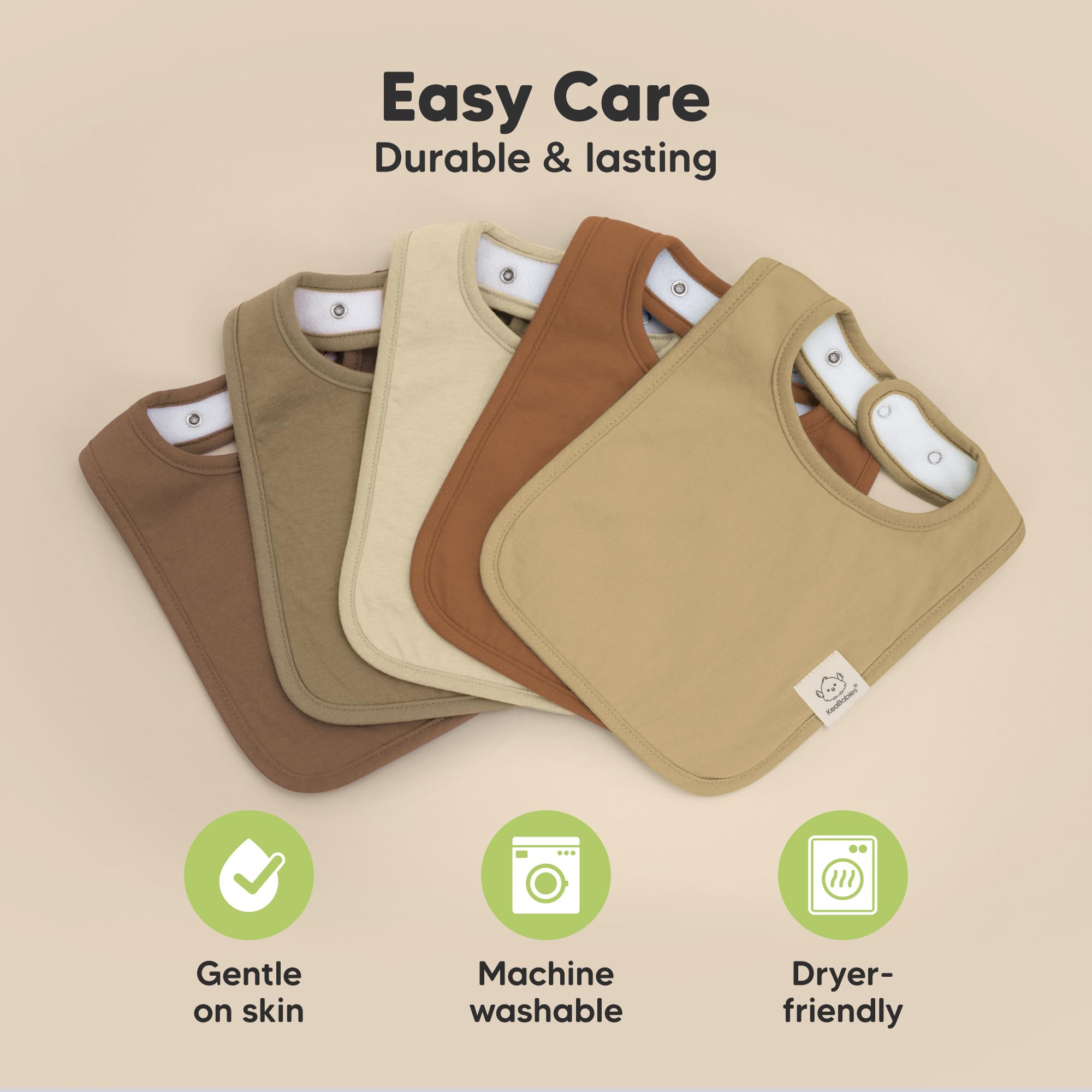KeaBabies 8-Pack Organic Baby Bibs for Boys, Girls Drool Bibs (Terracotta)