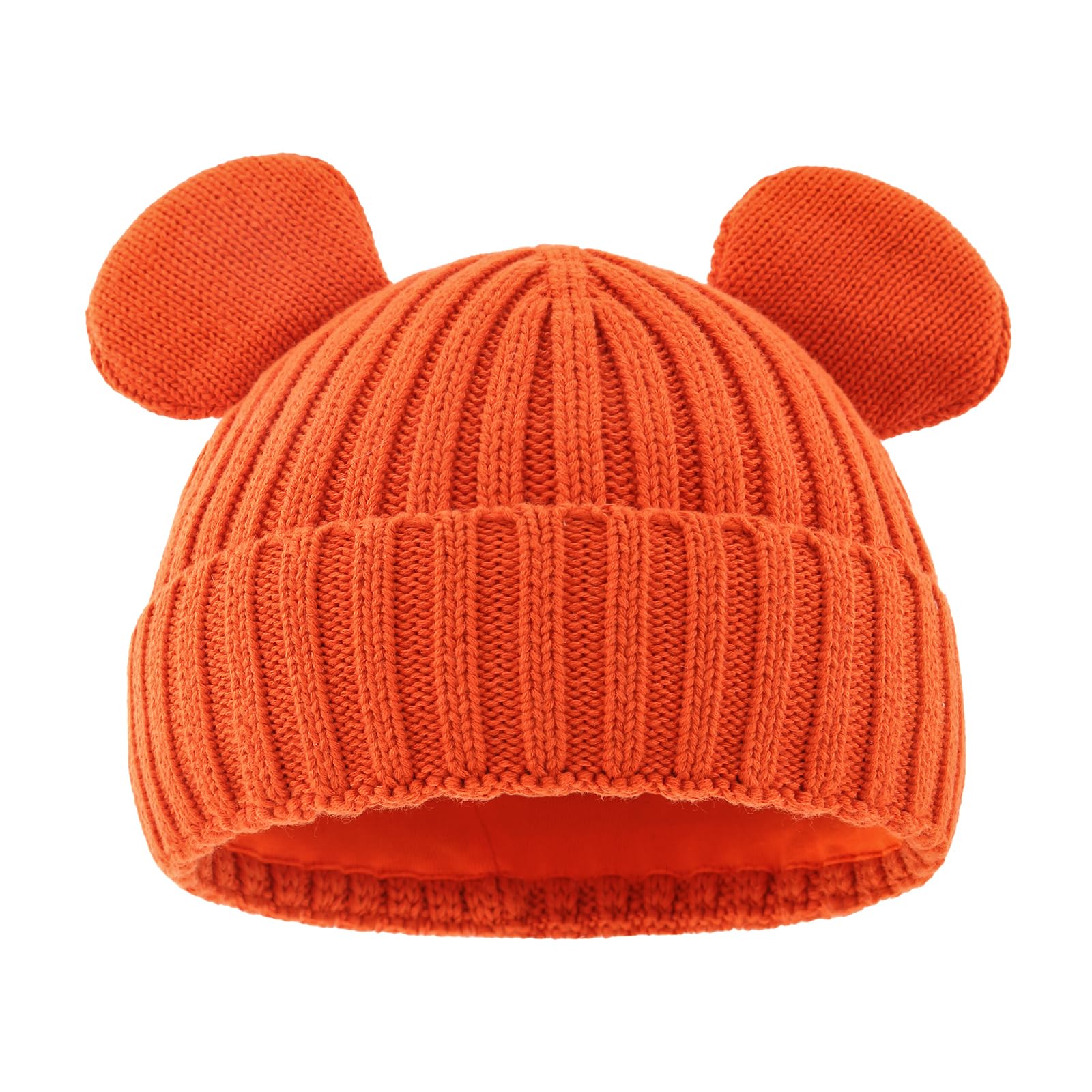 RUIKUNA Toddler Boy Winter Beanie Baby Knit Hat Warm Girl Beanies Newborn Cute Hats for Kid Orange