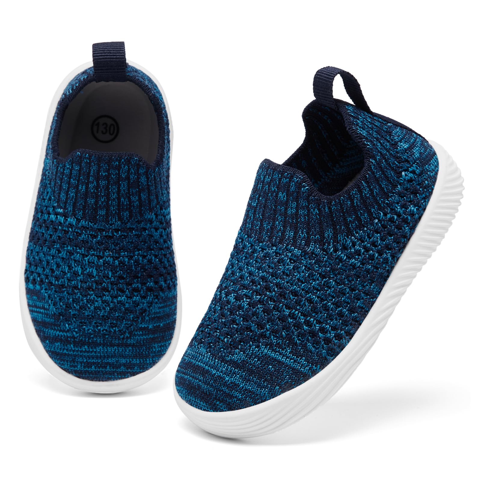 MORENDL Toddler Shoes - Baby Walking Socks - Non-Slip, Breathable - Boys & Girls - Mixed Blue - 6-9 Months