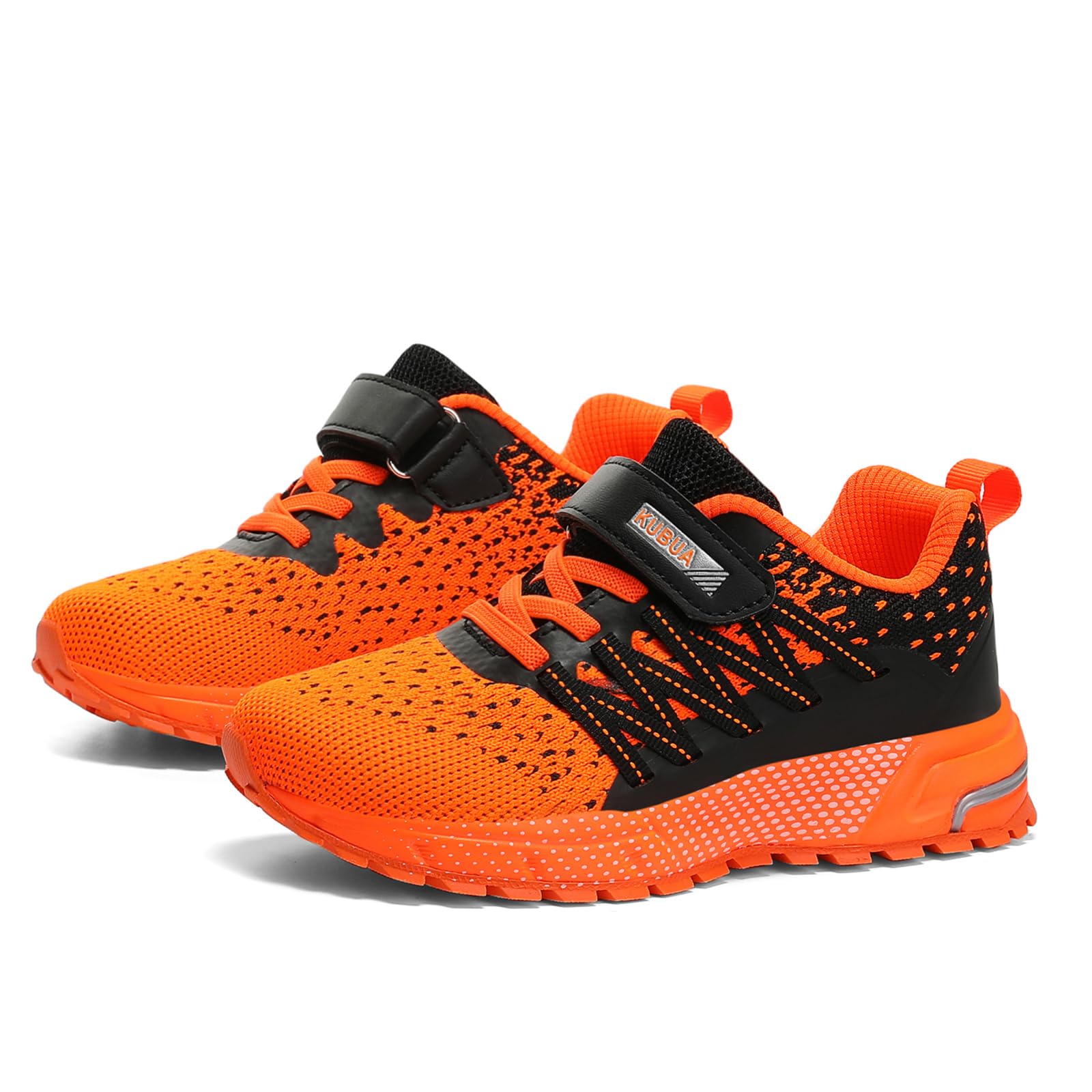 KUBUA Kids Sneakers Lightweight Boys Girls Tennis Shoes Black Orange