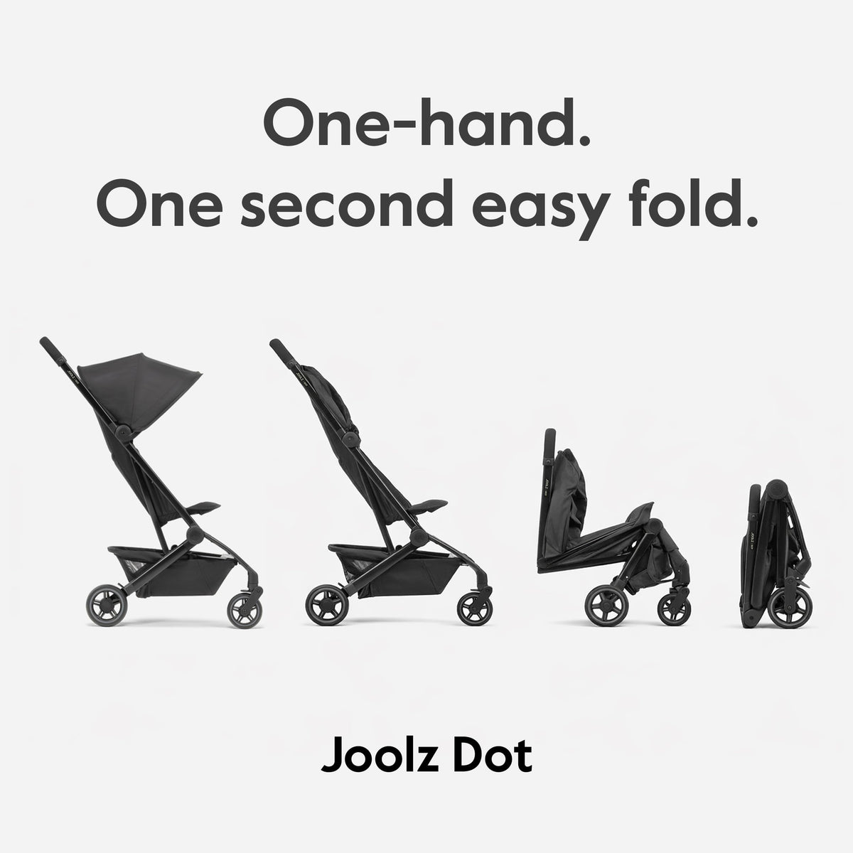 Joolz Dot Ultra Lightweight Travel Stroller – Compact Fold, Airplane Compatible, 5-Point Harness, UPF 50+ Canopy – Easy to Carry City & Travel Stroller - Space Black