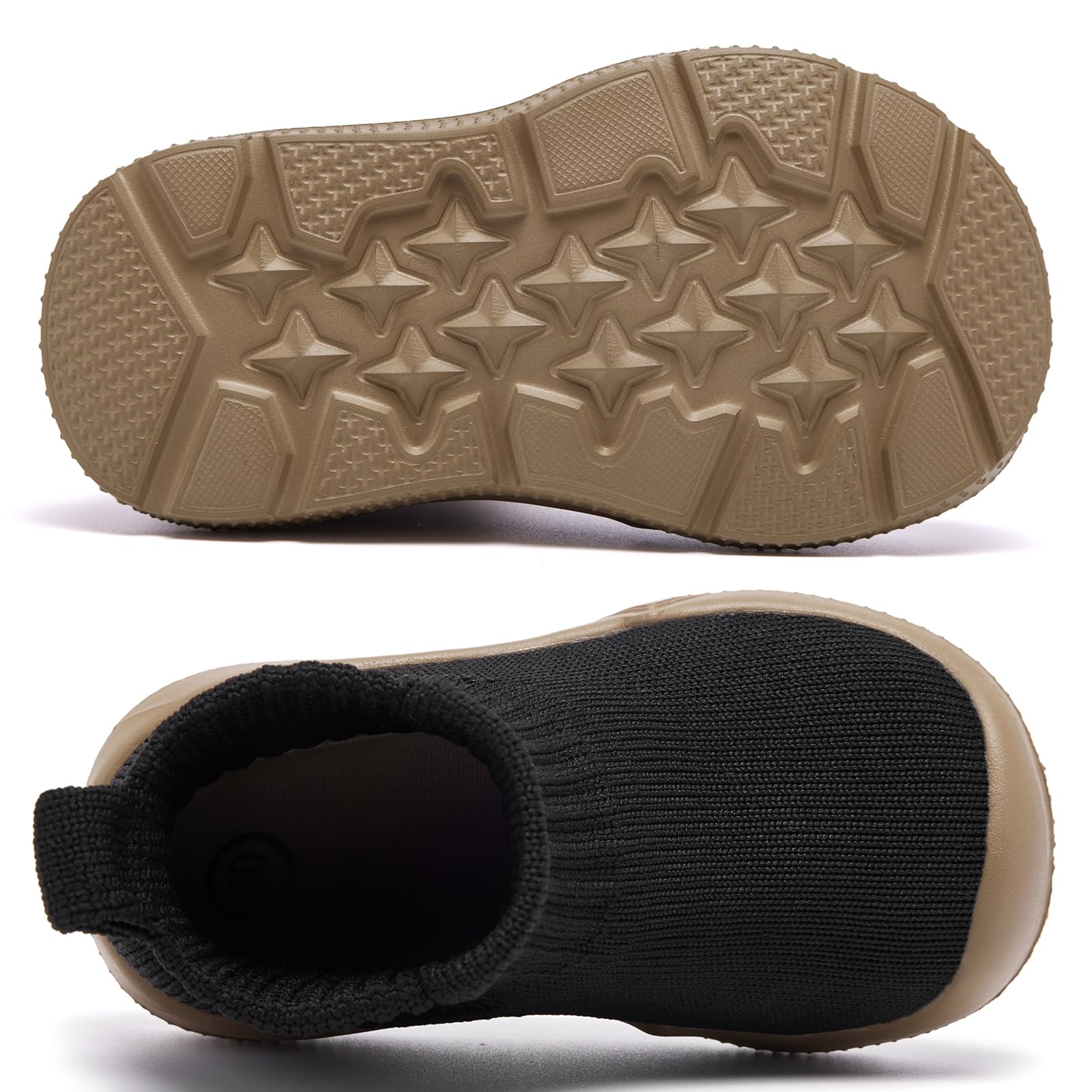MORENDL Toddler Sock Shoes Baby Walking Shoes Infant Slippers Boys & Girls Non-Slip Sneakers Black Brown
