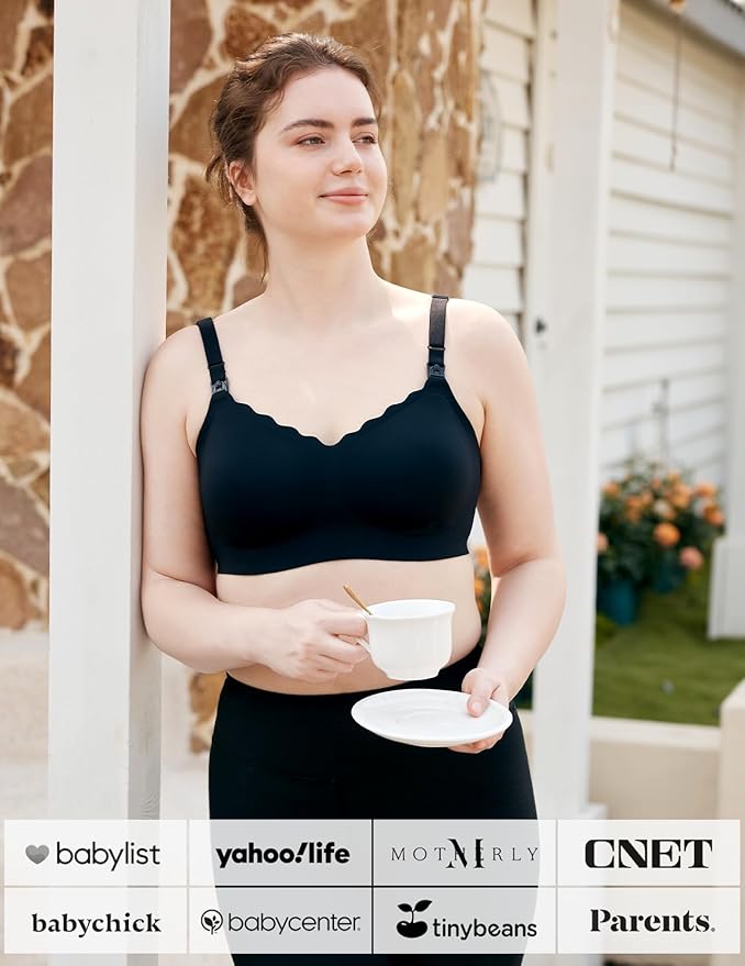 Momcozy 4-in-1 Hands-Free Pumping Bra with Cooling Fabric & Jelly-Strip Support, Nursing & Breast Pump Bra for All-Day Wear