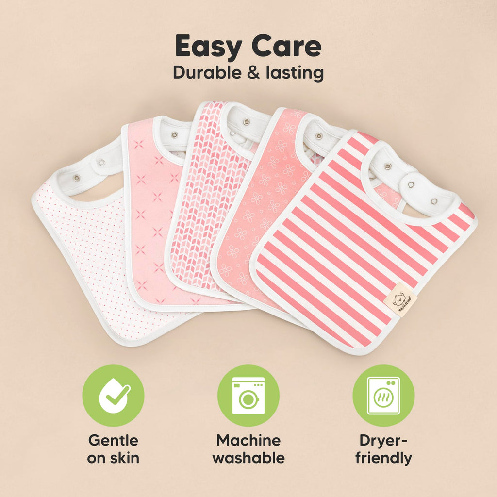 KeaBabies 8-Pack Organic Baby Bibs for Boys, Girls Drool Bibs (Blush)