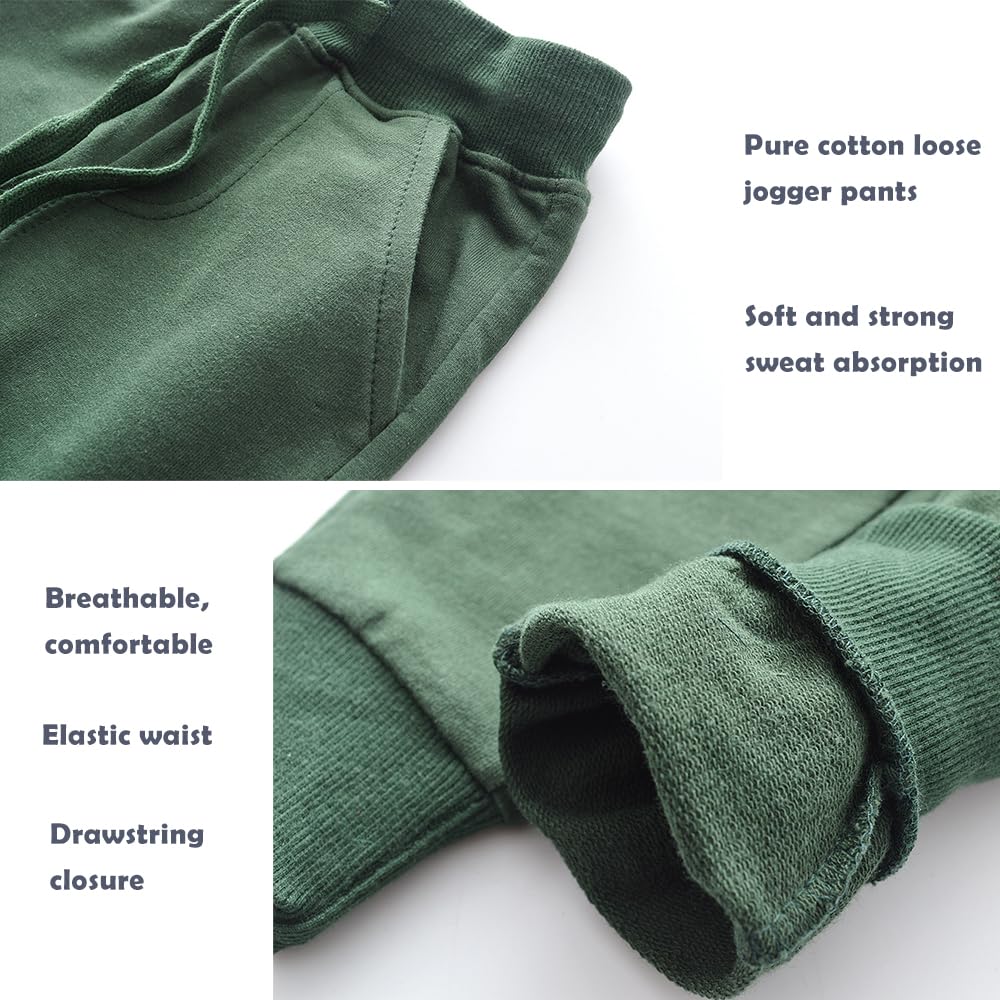 Boys Pants, Toddler 3 Pack Drawstring Elastic Sweatpants Active Joggers,4T