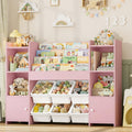 FINETONES Toy Storage Organizer with 6 Toy Bins & 4 Tier Kids Bookshelf