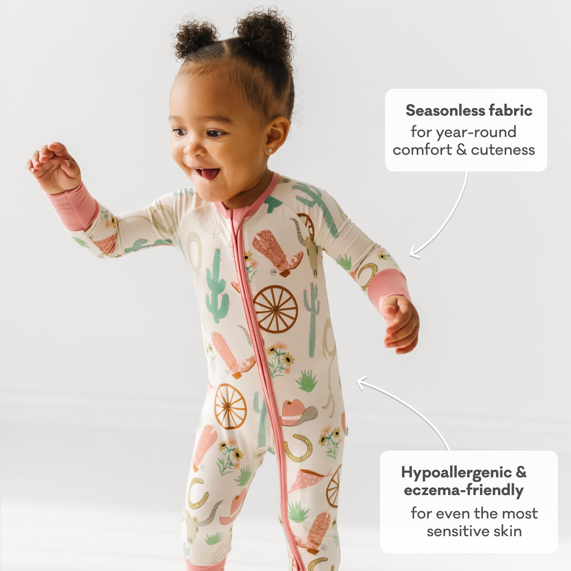 Little Sleepies Baby Pajamas, Pink Ready to Rodeo, 0-3 months