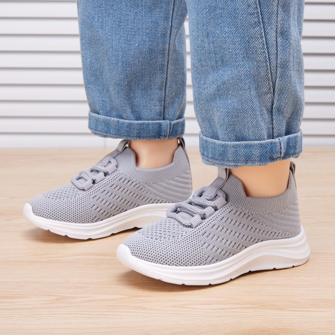 BMCiTYBM Toddler Walking Sneakers Boys Girls Shoes Grey Size 7 Toddler