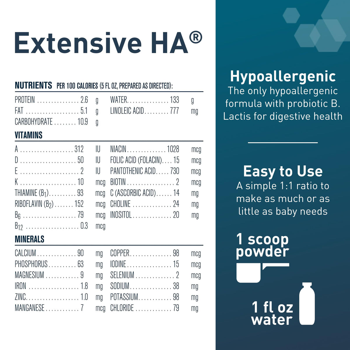 Extensive HA® Hypoallergenic Infant Formula with Iron, DHA & Probiotics, 14.1 oz