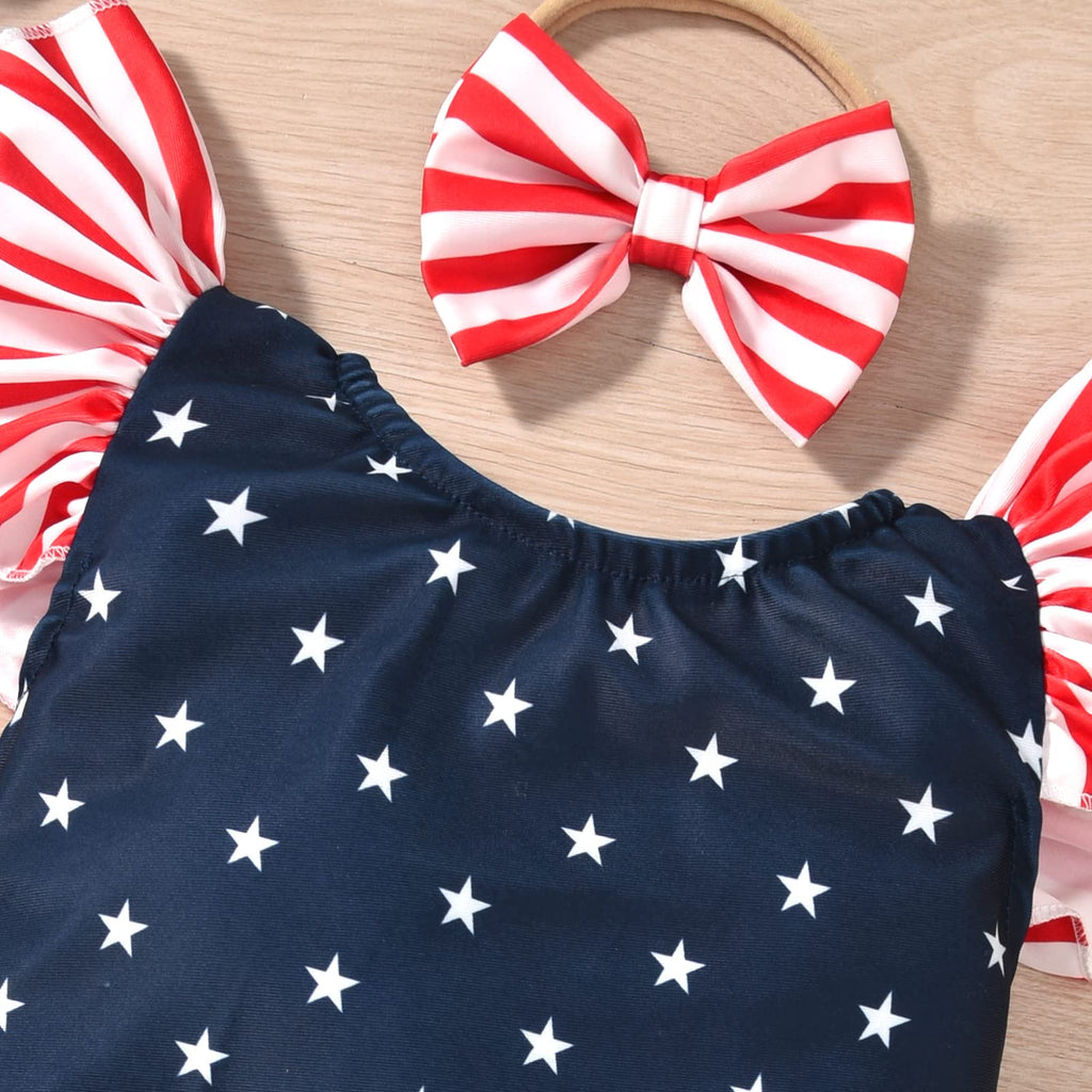 HIHA Infant Toddler Girl American Flag Patriotic Swimsuit One Piece 4th of July Independence Day Swimwear Bathing Suit 18-24 Months