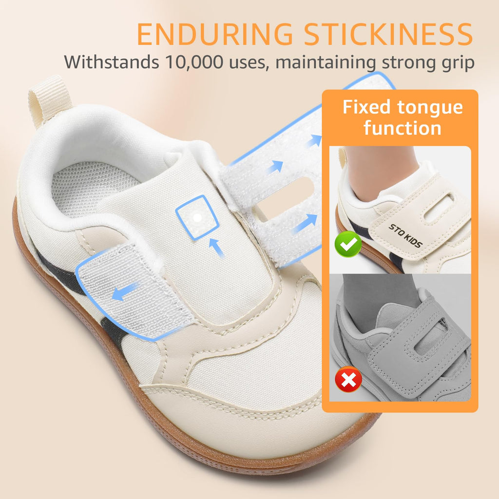 Toddler Boys Shoes Wide Toe Box Barefoot Sneakers Beige White Size T5