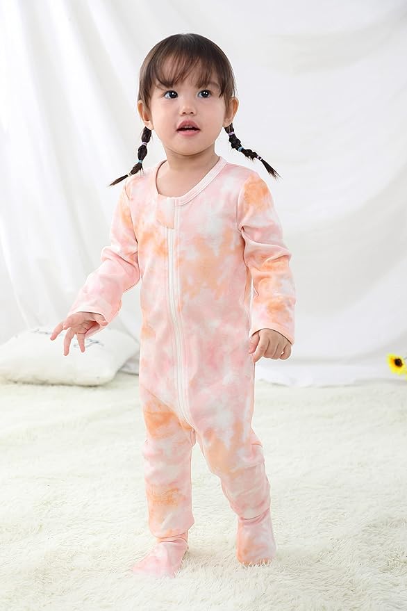 O2 BABY Baby Boys Girls Organic Cotton Zip-Front Sleeper Pajamas, Footed Sleep 'n Play