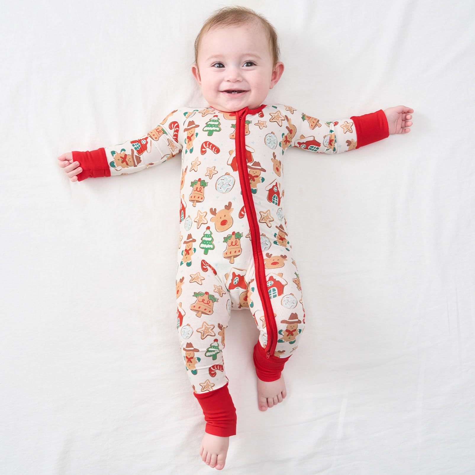 pureborn Baby Sleeper Viscose from Bamboo Zipper Footies Christmas 12-18M
