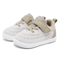 MORENDL Toddler Sneakers Baby Boys & Girls Barefoot Shoes Lightweight Breathable Walking Running Tennis Athletic Sport Shoes Brown White Size 7