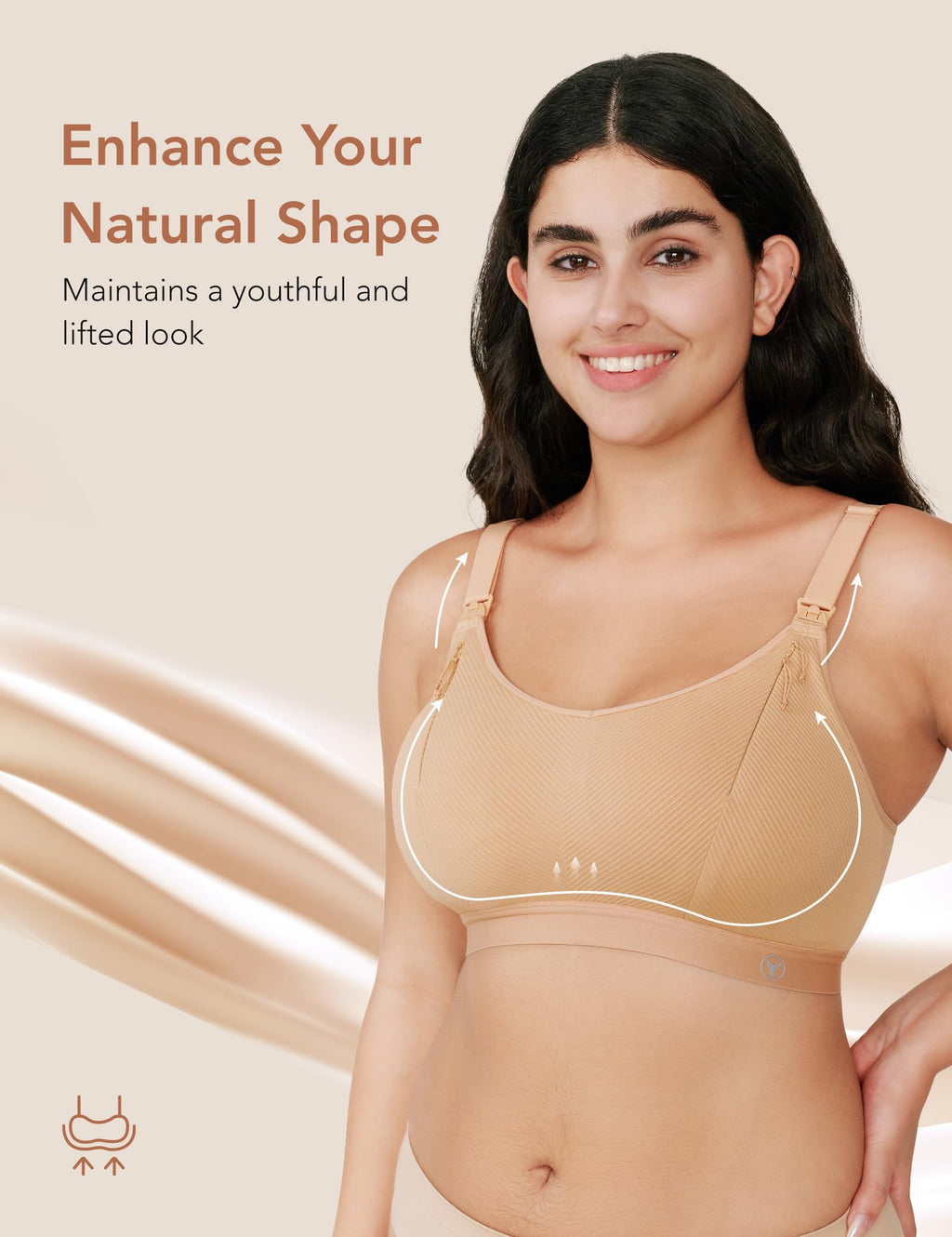 Pumping Bra Hands Free Zip Opening Design Seamless Nursing Bras for Breastfeeding High Support Nursing & Pumping Bra in One Beige M