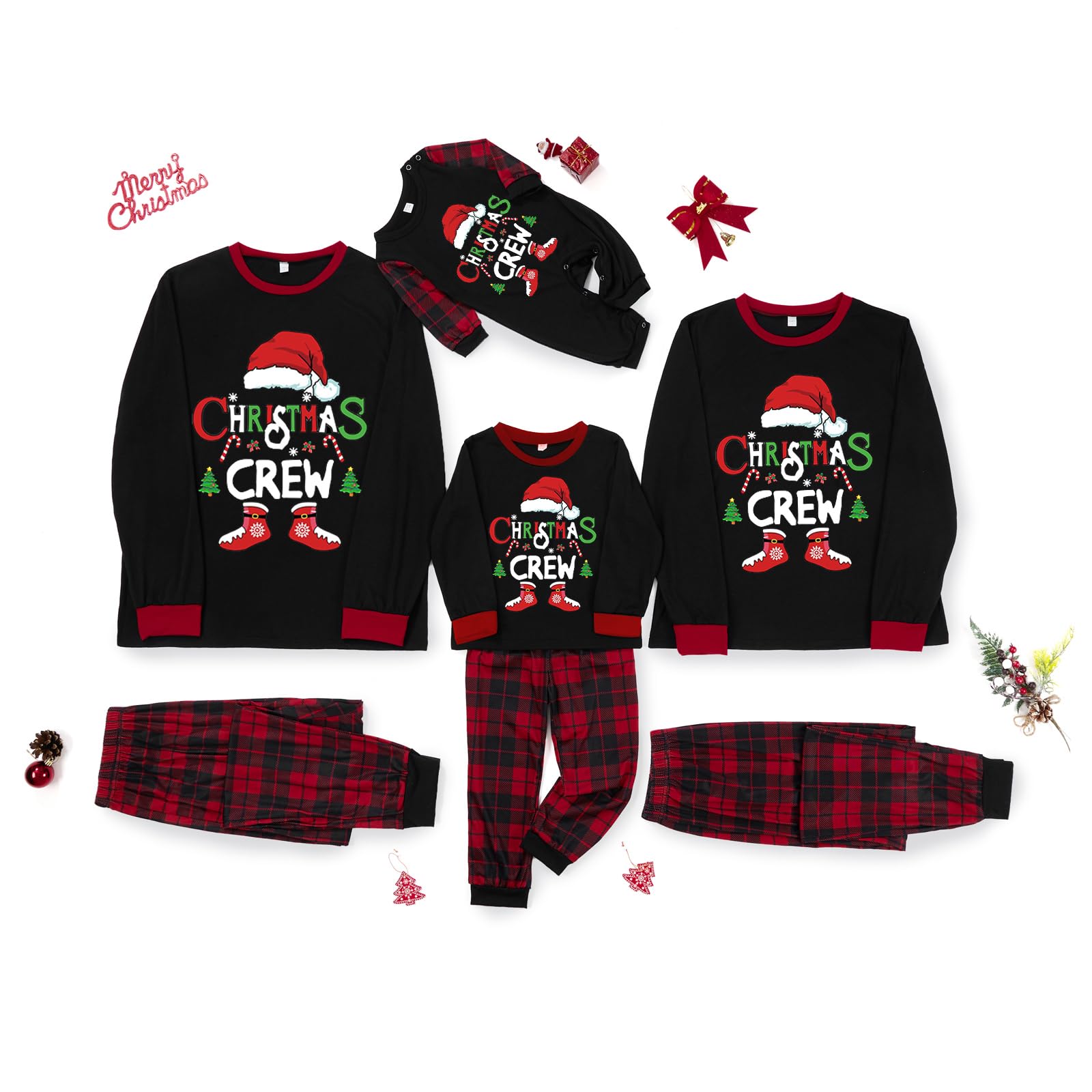 Awoscut Family Christmas Pajamas Matching Pajamas for Family, Xmas PJs Sets Holiday Sleepwear (on-16, Dog, S)