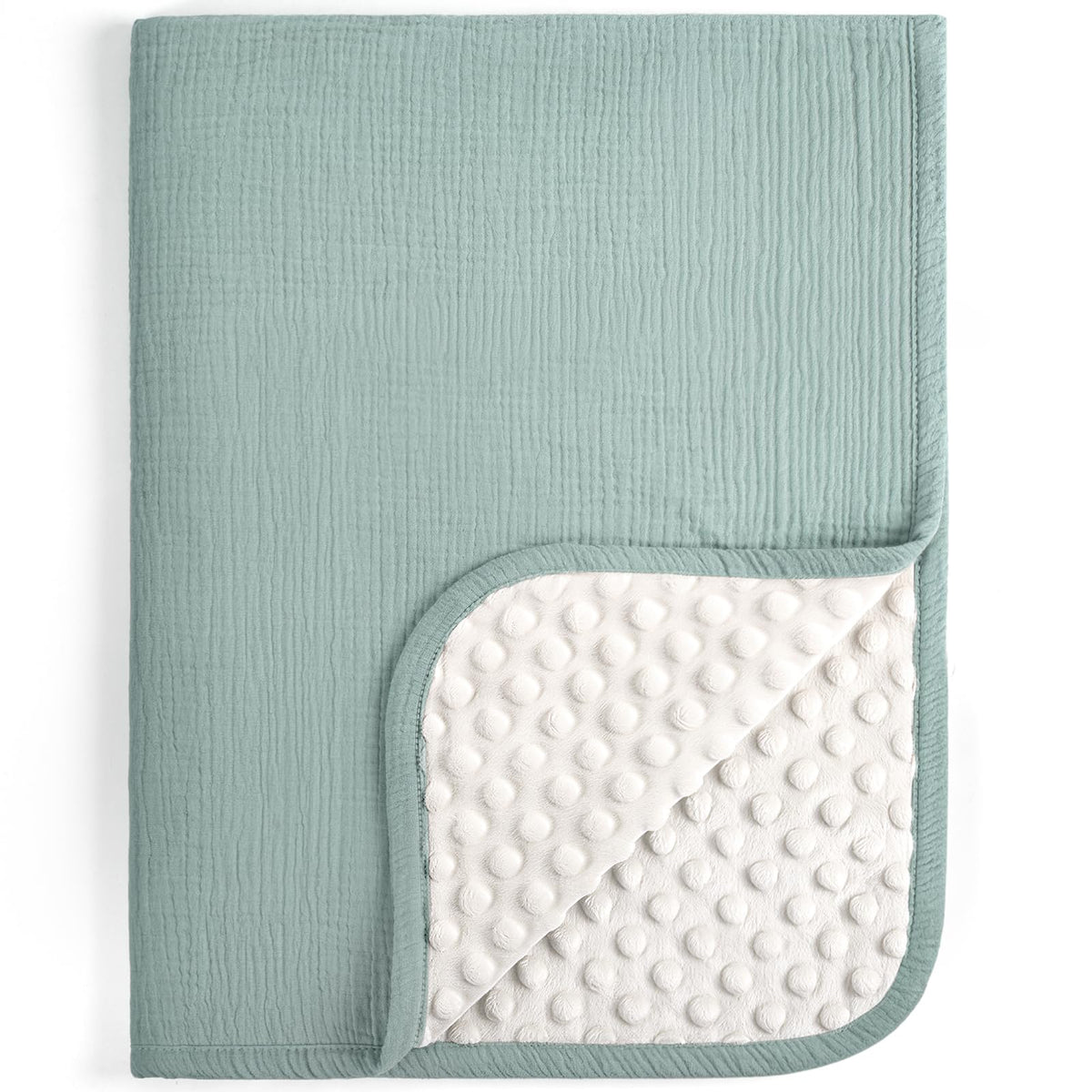 lulumoon Baby Blanket for Boys Girls: Muslin Cotton & Dotted Fleece Minky