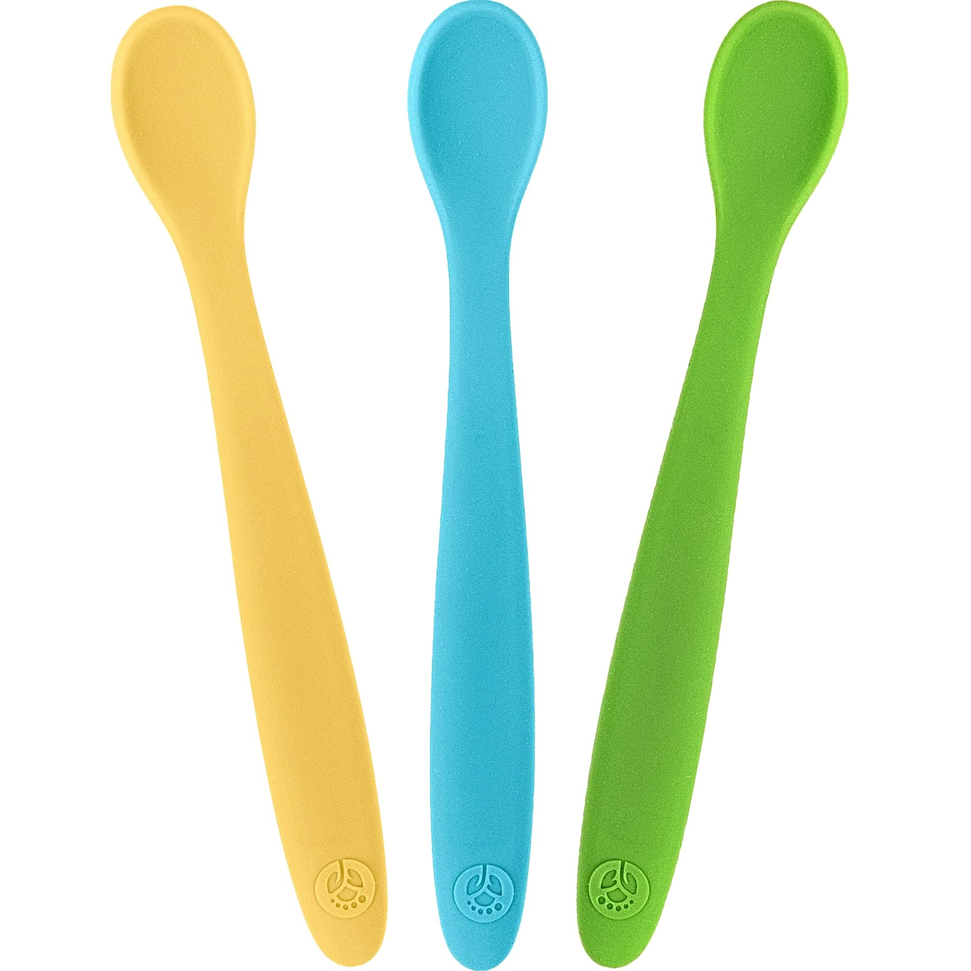 WeeSprout Silicone Baby Spoons - First Stage Infant Feeding Utensils With Soft-Tip, Bendable Kitchenware for Parent & Self-Feeding, Ultra-Durable, Dishwasher Safe, Travel Case, Set of 3