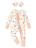 PATPAT Baby Girl Infant Clothes Footie – Soft Viscose from Bamboo, Stretch Feel – 2-Way Ruffled Zipper, Fold-Over Mittens & Cuffs Little Stars Newborn