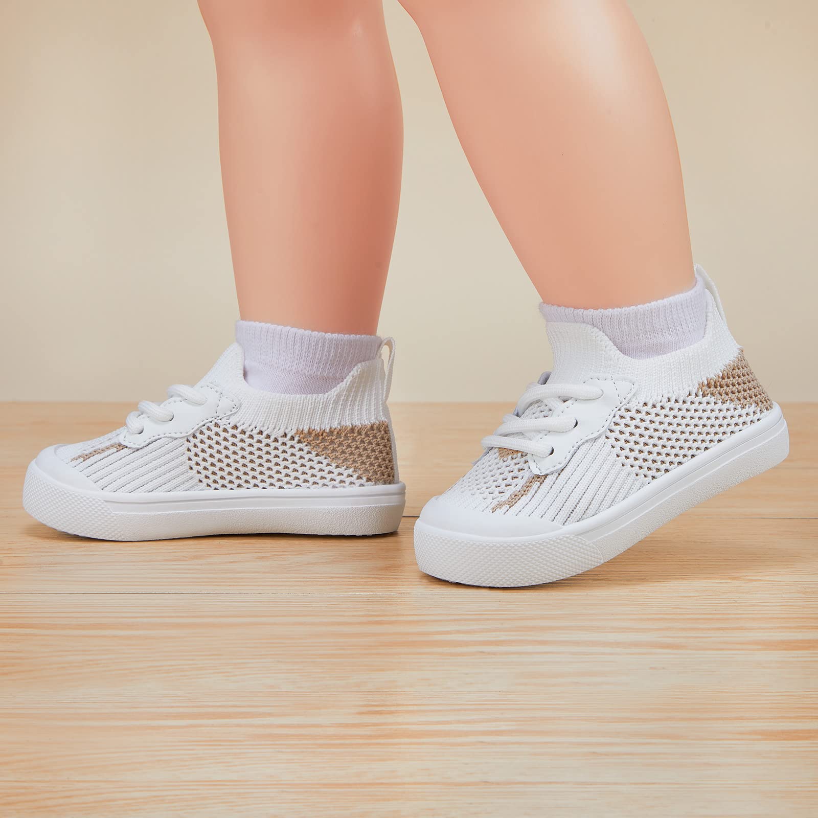 BMCiTYBM Toddler Walking Shoes Baby Boy Girl Barefoot Sneakers Khaki Size 9
