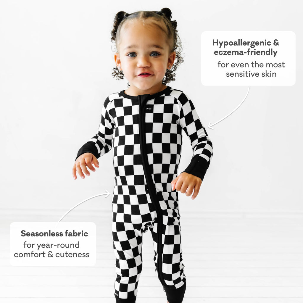 Little Sleepies Pajamas for Baby Boys & Girls, Viscose from Bamboo Baby Pajamas, Snug Sleeper, Toddler PJs, 2-Way Zipper, Cool Checks, 18-24 months