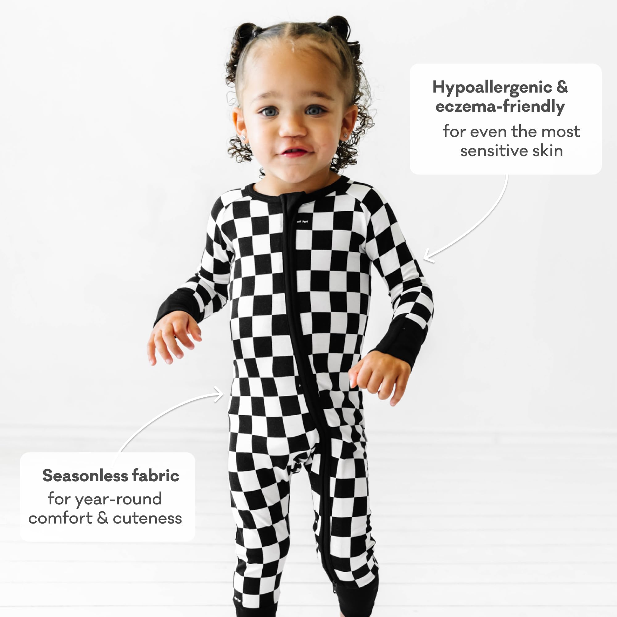 Little Sleepies Pajamas for Baby Boys & Girls, Viscose from Bamboo Baby Pajamas, Snug Sleeper, Toddler PJs, 2-Way Zipper, Cool Checks, 18-24 months