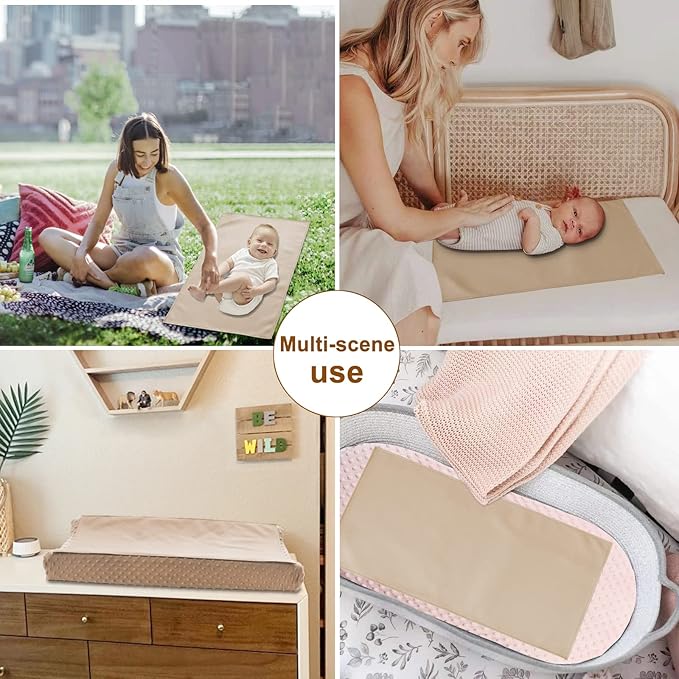 Owlowla Baby Diaper Changing Pad Portable Changing Mat Travel Changing Pad Liner for Baby and Small Toddler(Beige&Brush Strokes)