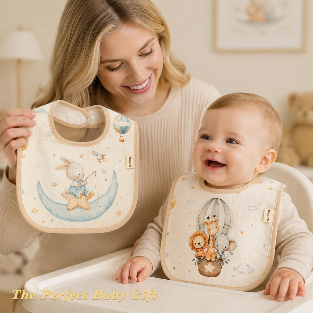 Baby Bibs for Girls Boys Muslin Organic Cotton Drooling Teething Bibs